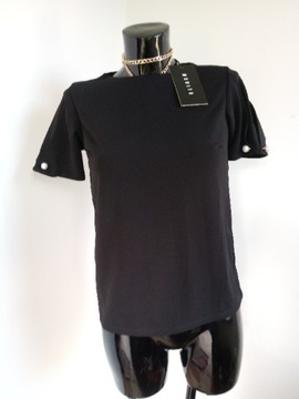 Czarna bluzka Mohito XS XXS 34 elegancka perełki