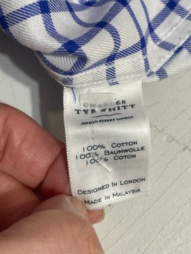 24 krata niebieska praca biuro Charles Tyrwhitt L na zapinki bawełniana