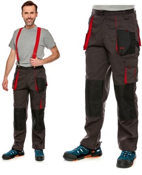 Spodnie robocze do pasa CLASSIC RED grafitowe 54