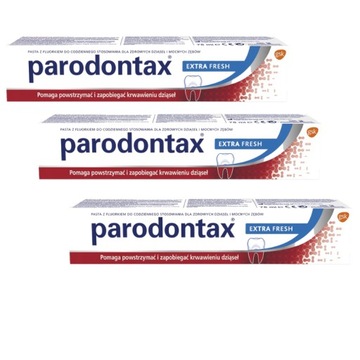 3x Pasta do zębów Parodontax Extra Fresh Wrażliwe dziąsła Wzmacniająca 75ml