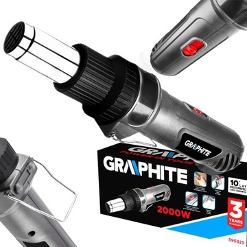 ГРАФИТОВАЯ ТЕПЛОВАЯ ПИСТОЛА 2000ВТ 350°C/550°C ПРЯМАЯ РУКОЯТКА
