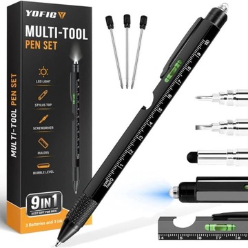 WIELOFUNKCYJNY DŁUGOPIS MULTITOOL 9 w 1 składany, prezent dla mężczyzny