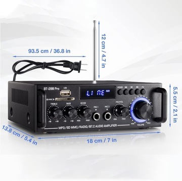 BT-298 Pro Усилитель мощности Bluetooth-приемник Аудиоусилитель, 2-канальный