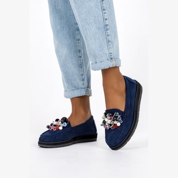 ТУФЛИ ЖЕНСКИЕ С ДЕКОРАЦИЕЙ, КОЖАНОЙ ВСТАВКОЙ 37