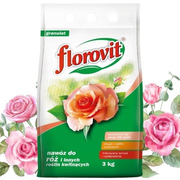 Granulowany Florovit nawóz do róż ROŚLIN KWITNĄCYCH 3kg róże roza GRANULAT