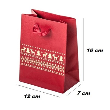 ЭЛЕГАНТНЫЙ КРАСНЫЙ РОЖДЕСТВЕНСКИЙ ПОДАРОЧНЫЙ СУМОК С ОЛЕНЬМИ НА ЛЕНТЕ