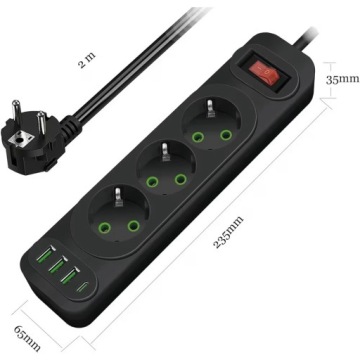 УДЛИНИТЕЛЬ ДЛЯ СКРЫТОЙ КАМЕРЫ РАЗЪЕМ ПИТАНИЯ 3 РАЗЪЕМА 3xUSB 1xTYPE C WIFI