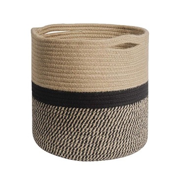 Kosz na brudne ubrania z uchwytem, nadający się do prania, okrągły, czarny, 20 cm