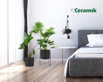 ЦВЕТОЧНЫЙ ВАЗ КЕРАМИЧЕСКИЙ ЦВЕТОЧНЫЙ ВАЗ ЧЕРНАЯ КРЫШКА ДЛЯ ЦВЕТОВ 28 СМ