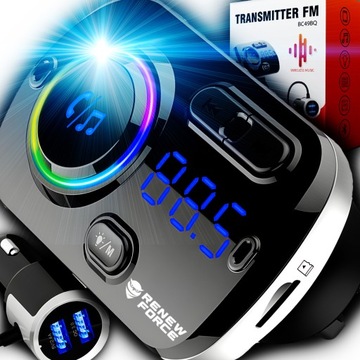 Bluetooth 5.0 FM-передатчик Автомобильное БЫСТРОЕ ЗАРЯДНОЕ УСТРОЙСТВО 2x USB AUX 8в1