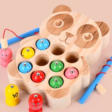 РЫБАЛКА, МАГНИТНАЯ, 2 х УДОЧКА, ЛОЙМА ЧЕРВЯ, ДЕРЕВЯННАЯ РЫБА