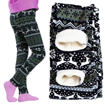 Legginsy OCIEPLANE dziewczęce ciepłe GETRY dziecięce termo futro POLAR