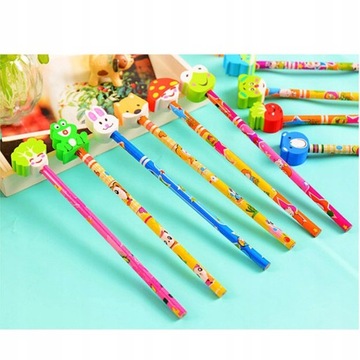 КАРАНДАШ С ЛАСТИКОМ ДЛЯ ДЕТСКОГО НАБОР ЦВЕТНЫХ ШКОЛЬНЫХ КАРАНДАШЕЙ | 24 шт.