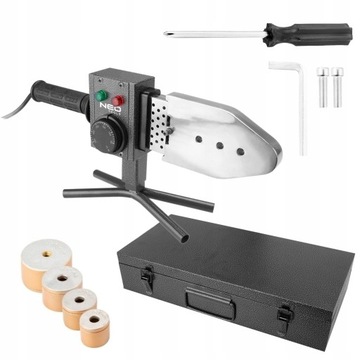 АППАРАТ ДЛЯ СВАРКИ ТРУБ NEO, ПВХ, ПП, 800 Вт, 4 ПЛАТЫ, ВТУЛКИ 20-40 ММ, 0-300 ГРАДУСОВ 02-400