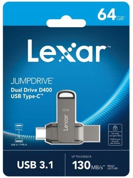 Pendrive 64 GB Lexar JumpDrive Dual Drive D400 USB 3.1 Type-C