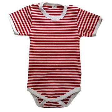 Body kr. rękaw 122 cm czerwone paski