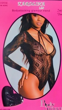 Koronkowe Body Długi Rękaw Ażurowe Bodystocking Sexy Bielizna Walentynki