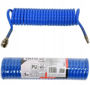 YATO WĄŻ PRZEWÓD POLIURETANOWY PNEUMATYCZNY SPIRALNY 5,5x8mm x 5m YT-24201