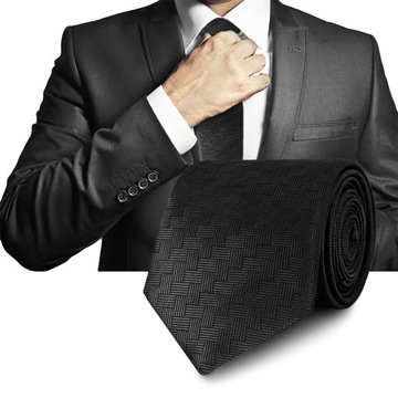 Elegancki krawat męski klasyczny czarny