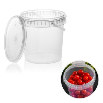 Plastikowe wiaderko z pokrywką z rączką 1L 10 szt