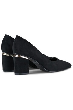 Черные женские туфли на каблуке, замшевые туфли на каблуке, размер 39