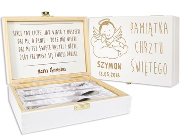 СТОЛОВЫЕ ПРИБОРЫ ДЛЯ РЕБЕНКА В КОРОБКЕ, ПОДАРОК ​​НА КРЕЩЕНИЕ