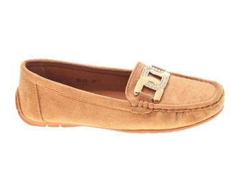 DAMSKIE ZAMSZOWE MOKASYNY Camel r.40