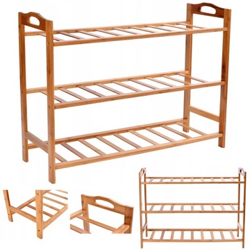 ШКАФ ДЛЯ ОБУВИ ПОЛКА ДЛЯ ОБУВИ БАМБУК КНИЖНЫЙ ШКАФ С 3 ПОЛКАМИ ДЕРЕВЯННЫЙ ОРГАНАЙЗЕР