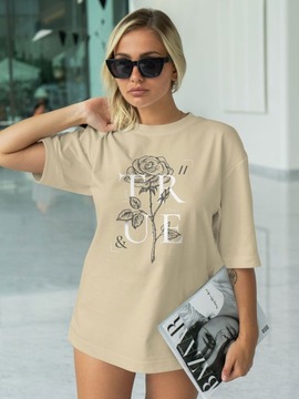 T-SHIRT OVERSIZE LUŹNA KOSZULKA RÓŻA BASIC XXL SUKIENKA JAKOŚĆ