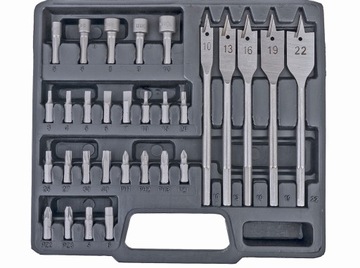 НАБОР СВЕРЛ И СВЕРЛ СПАЛЬНЫЕ СВЕРЛА ДЕРЕВЯННЫЙ МЕТАЛЛИЧЕСКИЙ ЧЕМОДАН 57 EL