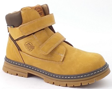 TRZEWIKI TRAPERY ciepłe buty zimowe CHŁOPIĘCE na rzep i suwak AMERICAN 35