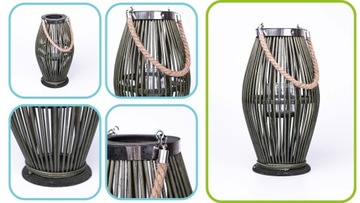 Зеленый бамбуковый фонарь 21х38см BOHO