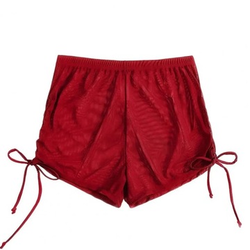 Side Drawstring High Waist Bikini Shorts Solid Col