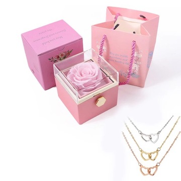 2023 New Valentine Eternal Rose Jewelry Ring Box Rotate Wedding Pendant