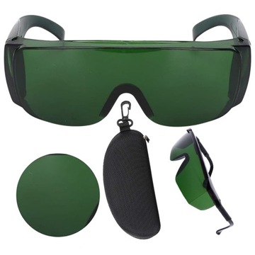 OKULARY OCHRONNE ZIELONE DO LASERA IPL: DEPILACJI LASEROWEJ Z ETUI OCHRONA.