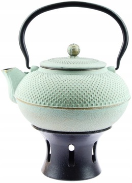 CZAJNIK ŻELIWNY ZESTAW 4x CZARKI PODGRZEWACZ 1,5L