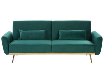 Sofa kanapa rozkładana welur zielona