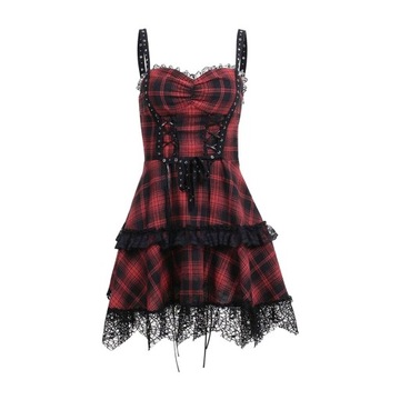 Punk Mini sukienka Plaid Cosplay Party Gothic L
