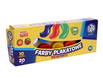 Farby plakatowe ASTRA 10 kolorów - 20 ml ORYGINAŁ