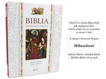 ZDOBIONA BIBLIA DLA DZIECI * GRAWER NA KOMUNIE CHRZEST * PAMIĄTKA