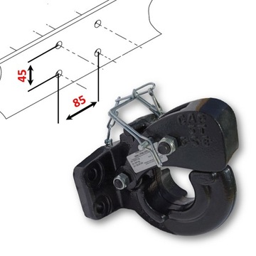 HAK GŁOWICA ZACZEP SZCZĘKOWY HOLOWNICZY NATO 5000kg ROZSTAW 85x45mm