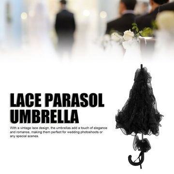 МИНИ-КРУЖЕВНОЙ ЗОНТ ЧЕРНЫЙ СВАДЕБНЫЙ ЗОНТ