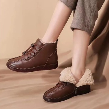 śniegowce Modne buty śnieżne ze skóry Pu damskie zimowe ciepłe pluszowe but