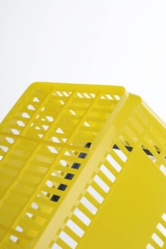 Тележка для двух оцинкованных корзин + 2 корзины для покупок желтого цвета 22л.