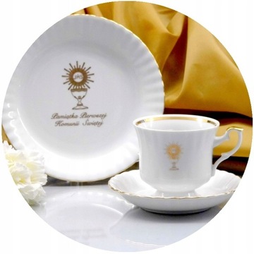 566 PAMIĄTKA 1 KOMUNII ŚW. 1/3 IMIĘ DATA KOMUNIA MALCER PORCELANA