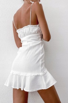 Sexy obcisła sukienka bawełna biały Mini sukienka