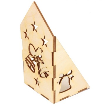 ŚWIECZNIK ŚWIĄTECZNY DREWNIANY Dzwoneczki 14cm