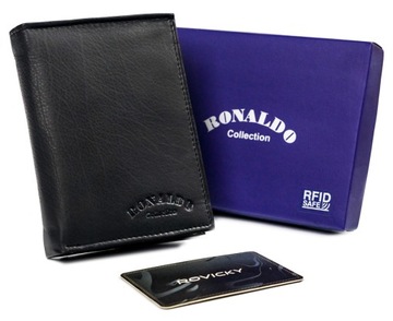 Skórzany portfel męski ze schowkiem na suwak Ronaldo