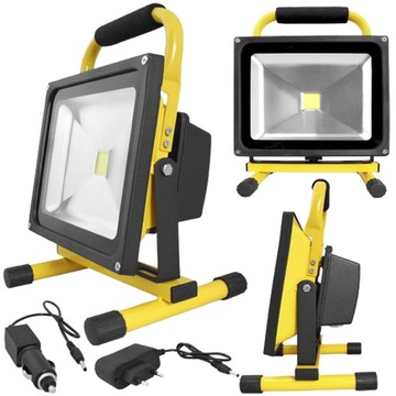 AKUMULATOROWA LAMPA LED 50W NAŚWIETLACZ STOJAK