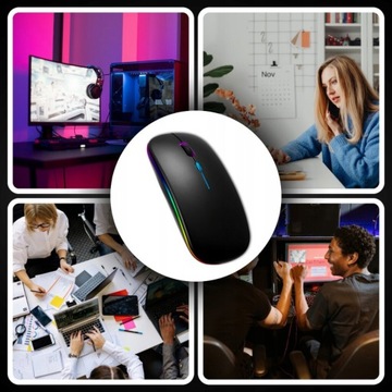 Легкая тихая беспроводная светодиодная мышь RGB Mouse для офисного ноутбука